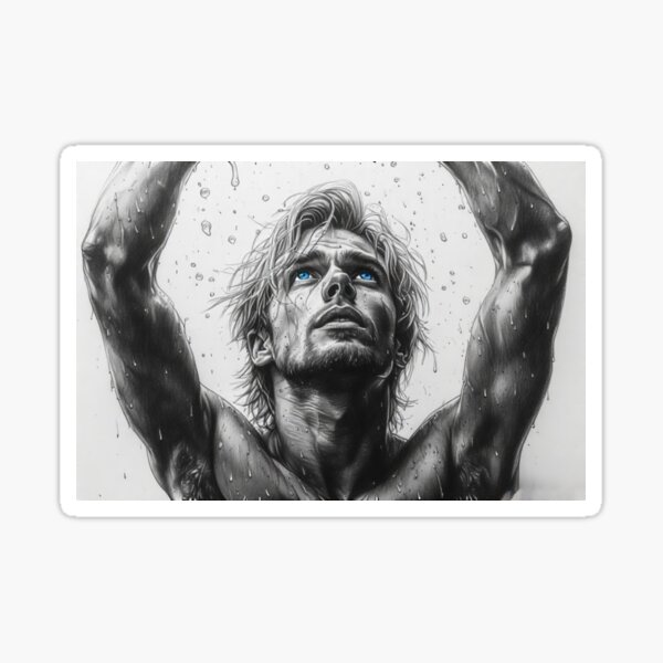 Item preview, He Worships Her Reign - Brooding Masculine Sketch designed and sold by DEZZYDCREATES.