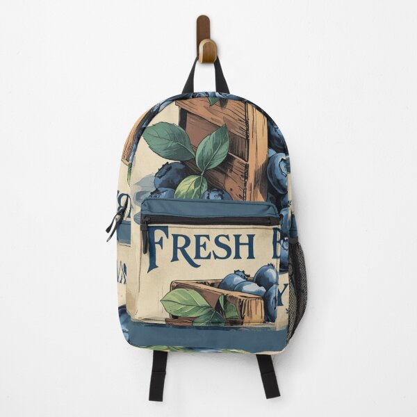 Item preview, Rustic Wooden Crate of Fresh Locally Grown Blueberries with Green Leaves designed and sold by Rue Market.