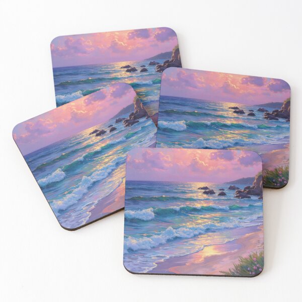 Item preview, Ethereal Pastel Ocean – Soft Pink & Blue Beach Waves designed and sold by Christies  Creations.