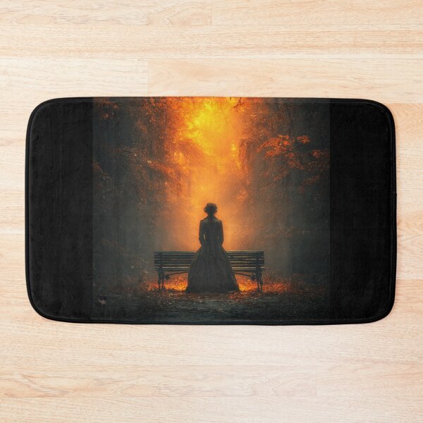 Item preview, Woman's Silhouette Behind a Bench in Autumn designed and sold by jecphotography and art.