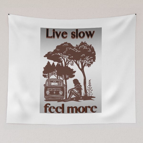 Item preview, Live Slow, Feel More – Cozy Camper Life Quote designed and sold by RoadNesters.