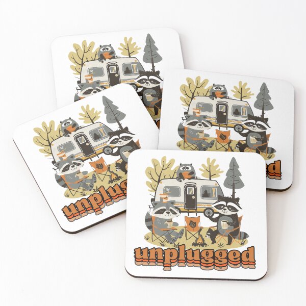 Item preview, Unplugged – Cozy RV Camping Scene with Raccoons by the Fire designed and sold by RoadNesters.