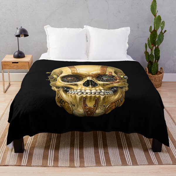Item preview, Gold and bronze biomechanical steampunk skull designed and sold by TheSkullRoom.