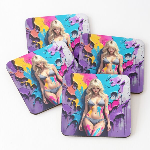 Item preview, Colorful Abstract Bikini Woman Art – Vibrant Painted Body Pop Art Illustration no.15 designed and sold by smARTwork.