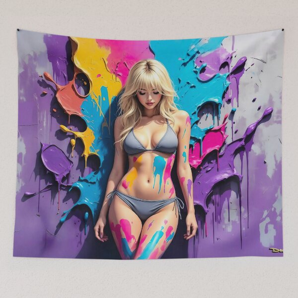Item preview, Colorful Abstract Bikini Woman Art – Vibrant Painted Body Pop Art Illustration no.15 designed and sold by smARTwork.