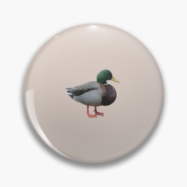 Aperçu de l'œuvre Impression minimaliste de canard colvert – Oiseau polygonal vert et gris sur fond beige pour une décoration et des cadeaux inspirés de la nature créée et vendue par 9th Cycle Studios.