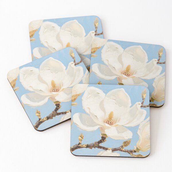 Item preview, Elegant Impasto Magnolia Floral Wall Art designed and sold by AetherLightArt.