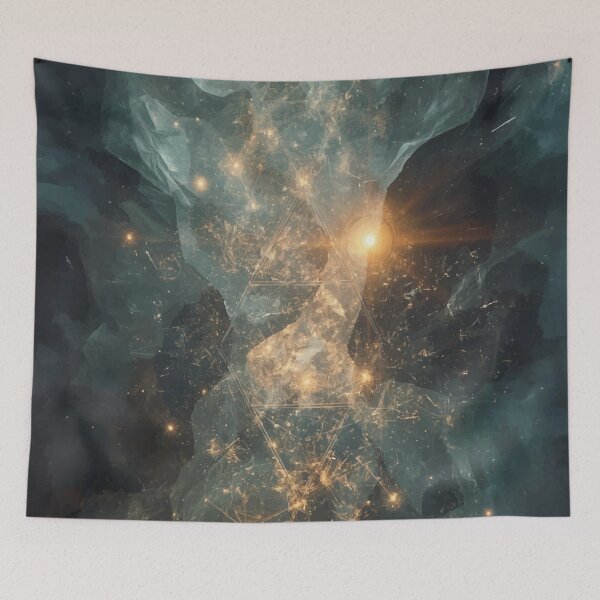 Item preview, Lucid Grid Ascension – Celestial Abstract Light Art designed and sold by AbstractAnom.