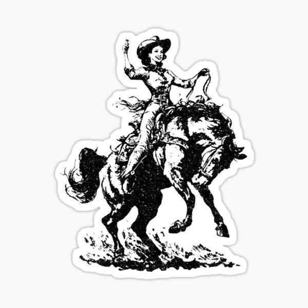 Item preview, Cowgirl Smiling on Bucking Horse  designed and sold by thepunchypoodle.