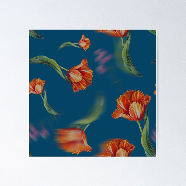 Item preview, Crimson Bloom on Indigo designed and sold by Rococodesigns.