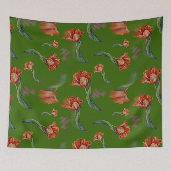 Item preview, Crimson Bloom on green designed and sold by Rococodesigns.