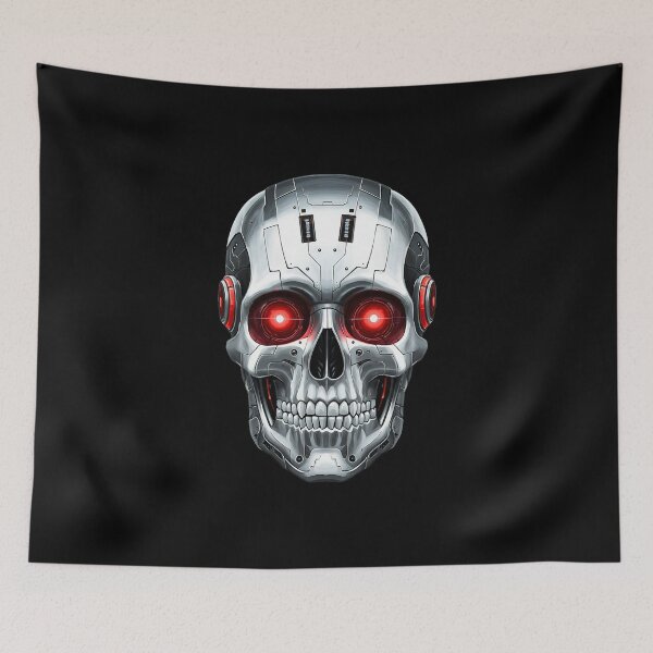 Item preview, Futuristic robotic skull with red eyes designed and sold by TheSkullRoom.