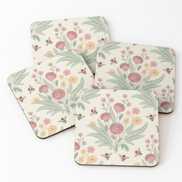Item preview, Whimsical Bees and Wildflowers Seamless Pattern designed and sold by NotARealGrownUp.