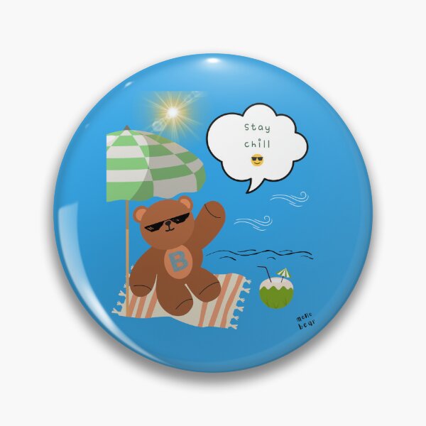 Item preview, Mono bear message – Stay chill (blue background, bold summer mood) designed and sold by mintmono-studio.