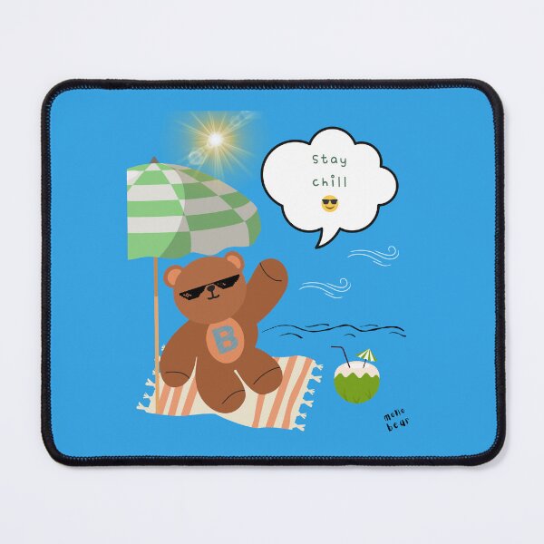 Item preview, Mono bear message – Stay chill (blue background, bold summer mood) designed and sold by mintmono-studio.