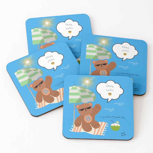Item preview, Mono bear message – Stay chill (blue background, bold summer mood) designed and sold by mintmono-studio.