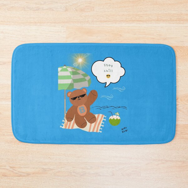 Item preview, Mono bear message – Stay chill (blue background, bold summer mood) designed and sold by mintmono-studio.