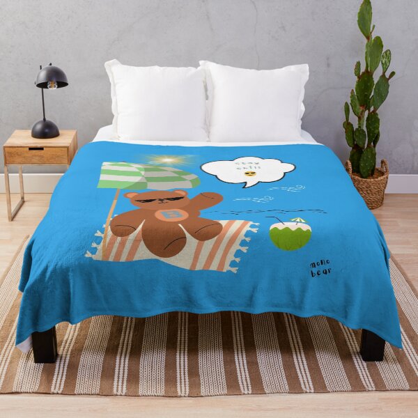 Item preview, Mono bear message – Stay chill (blue background, bold summer mood) designed and sold by mintmono-studio.