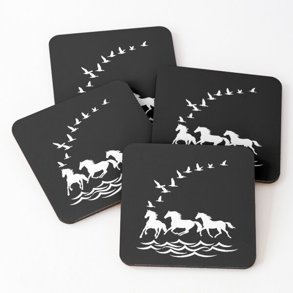 Item preview, Freedom | Horses Birds Sea Waves Silhouette Art | Graphic | Calmness collection designed and sold by Made by Tamar.