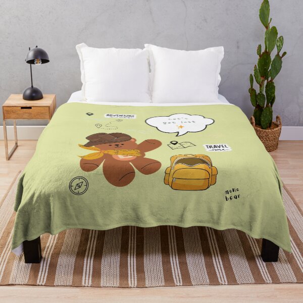Item preview, Mono bear message – Let’s get lost (green background, playful nature mood) designed and sold by mintmono-studio.