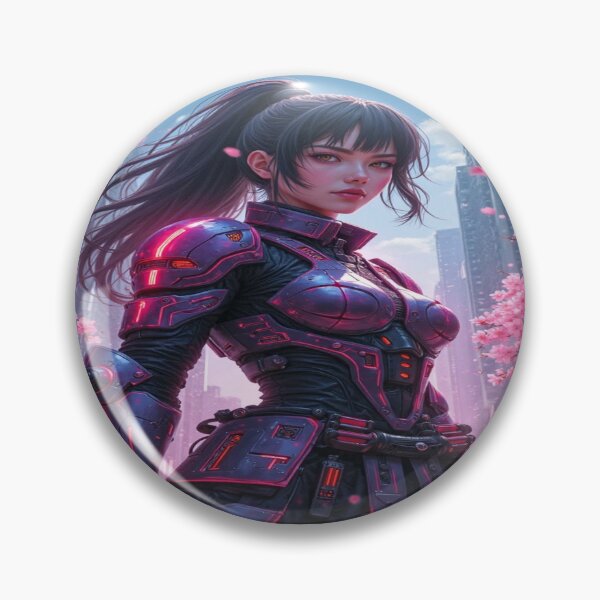 Item preview, Neon‑Bloom Samurai Girl designed and sold by TONSNAP.