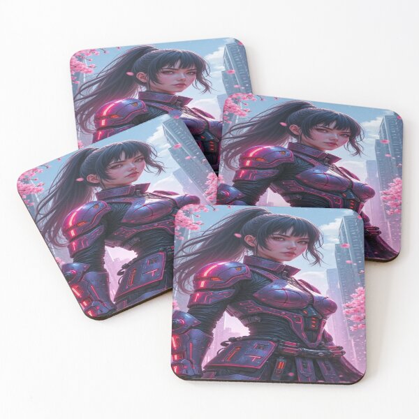 Item preview, Neon‑Bloom Samurai Girl designed and sold by TONSNAP.