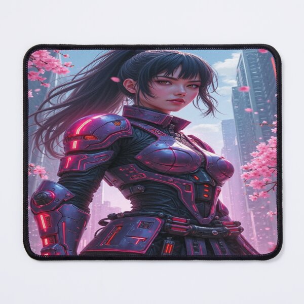 Item preview, Neon‑Bloom Samurai Girl designed and sold by TONSNAP.
