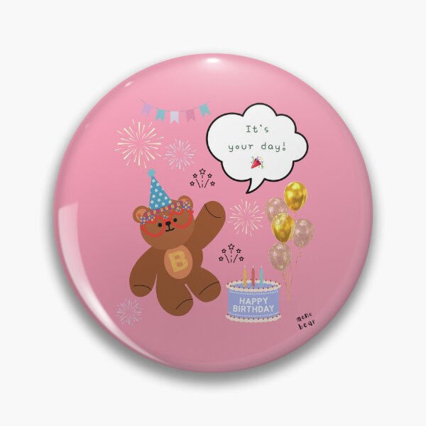 Item preview, Mono Bear Birthday – Pink Party Time designed and sold by mintmono-studio.