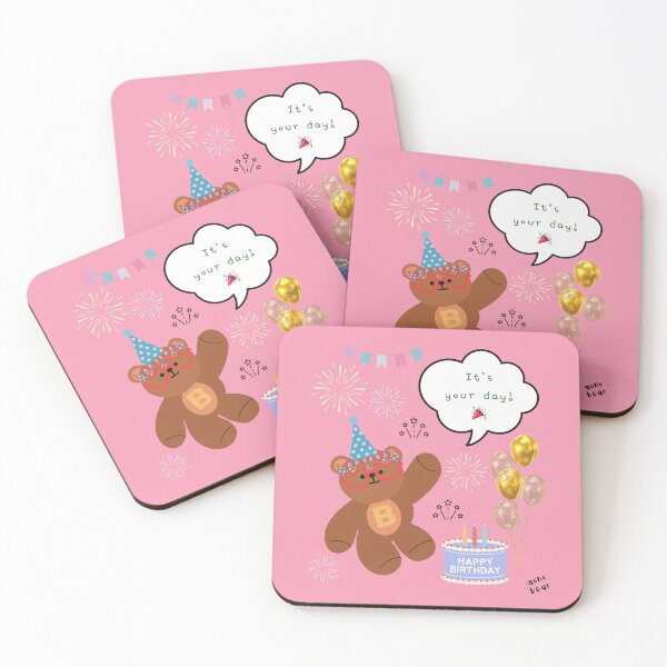 Item preview, Mono Bear Birthday – Pink Party Time designed and sold by mintmono-studio.