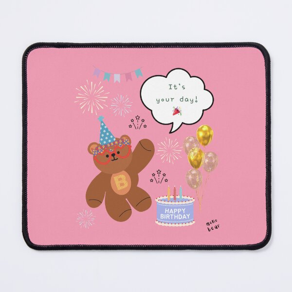 Item preview, Mono Bear Birthday – Pink Party Time designed and sold by mintmono-studio.
