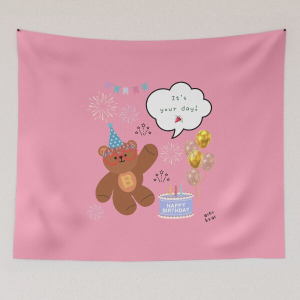 Item preview, Mono Bear Birthday – Pink Party Time designed and sold by mintmono-studio.