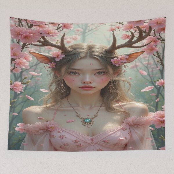 Item preview, Dreamy Deer Girl in Spring Forest designed and sold by TONSNAP.