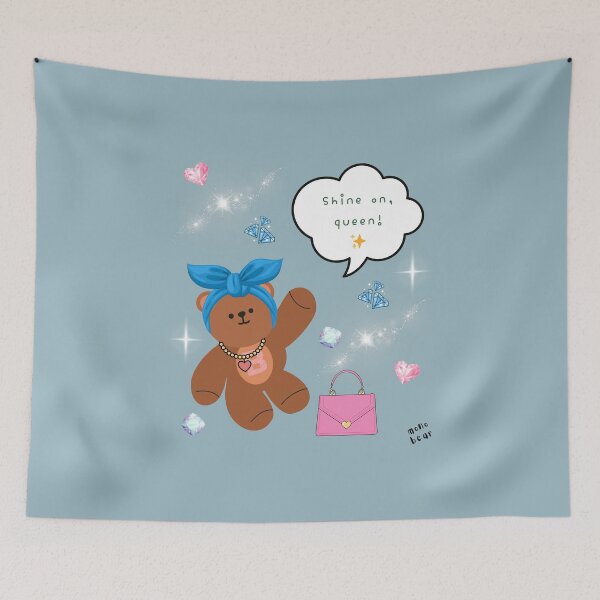 Item preview, Mono Bear Message – Shine On Queen (Dusty Blue Edition) designed and sold by mintmono-studio.