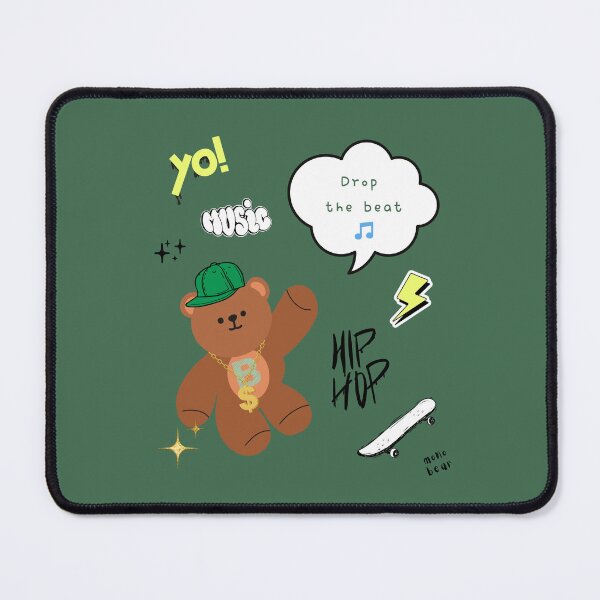 Item preview, Mono Bear Message – Drop the Beat (Green Background) designed and sold by mintmono-studio.