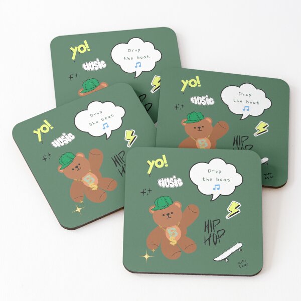 Item preview, Mono Bear Message – Drop the Beat (Green Background) designed and sold by mintmono-studio.