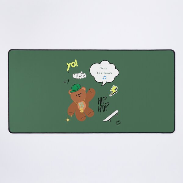 Item preview, Mono Bear Message – Drop the Beat (Green Background) designed and sold by mintmono-studio.