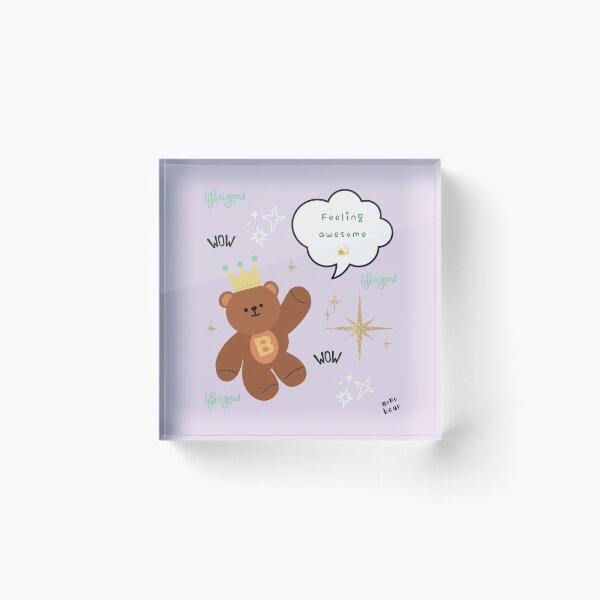 Item preview, Mono Bear Message – Feeling Awesome (Lilac background) designed and sold by mintmono-studio.