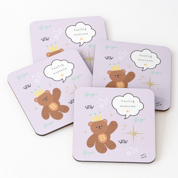 Item preview, Mono Bear Message – Feeling Awesome (Lilac background) designed and sold by mintmono-studio.