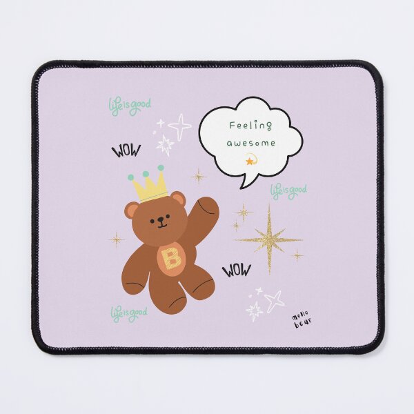 Item preview, Mono Bear Message – Feeling Awesome (Lilac background) designed and sold by mintmono-studio.