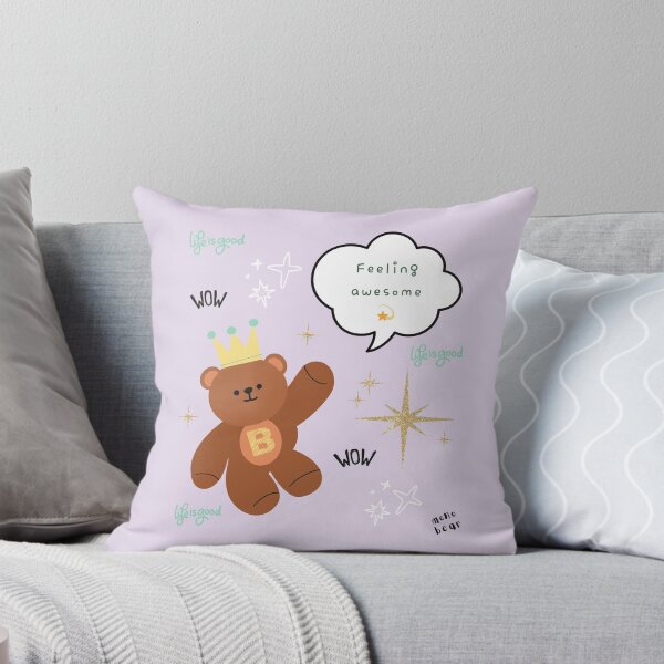 Item preview, Mono Bear Message – Feeling Awesome (Lilac background) designed and sold by mintmono-studio.