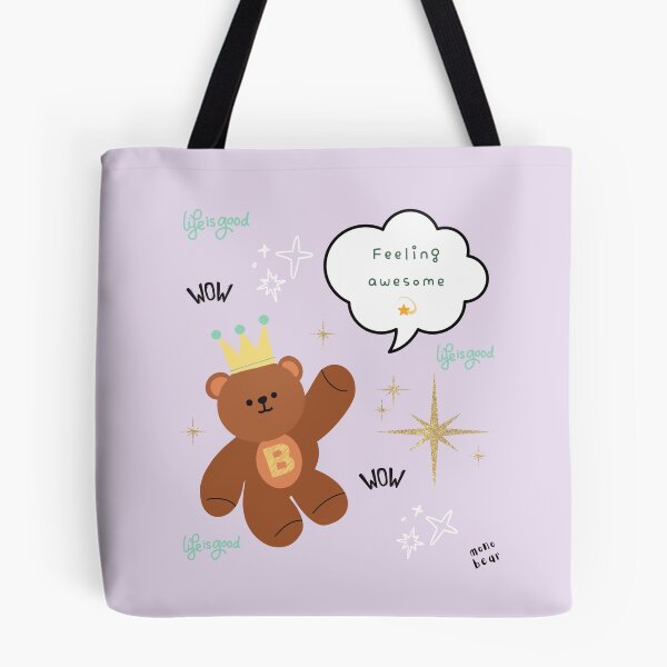 Item preview, Mono Bear Message – Feeling Awesome (Lilac background) designed and sold by mintmono-studio.