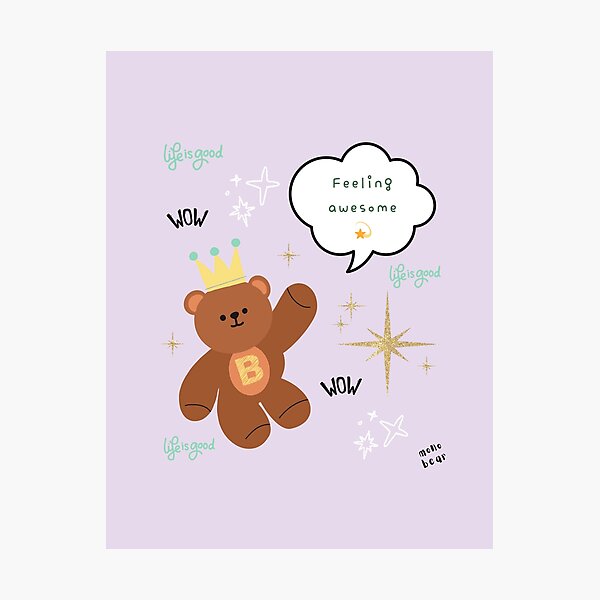 Item preview, Mono Bear Message – Feeling Awesome (Lilac background) designed and sold by mintmono-studio.