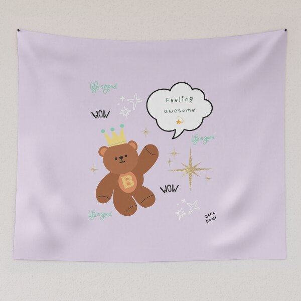 Item preview, Mono Bear Message – Feeling Awesome (Lilac background) designed and sold by mintmono-studio.