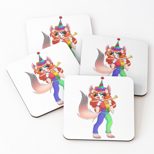 Artikelvorschau, Naomi, der Clowncore-Fuchs entworfen und verkauft von ShadowiesArt.