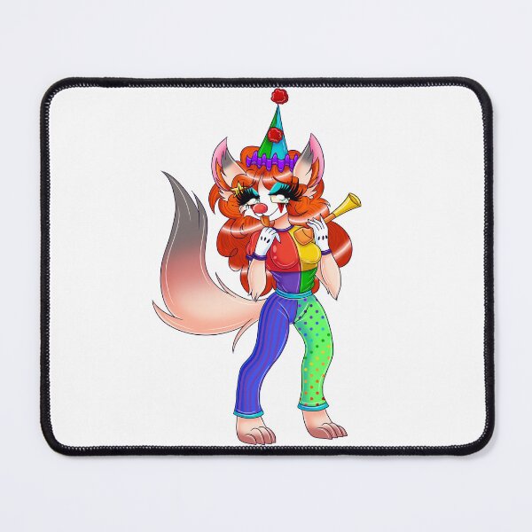 Artikelvorschau, Naomi, der Clowncore-Fuchs entworfen und verkauft von ShadowiesArt.