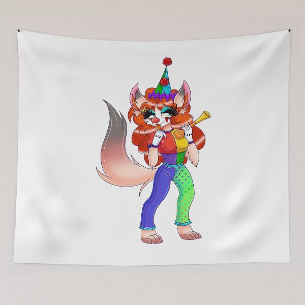 Artikelvorschau, Naomi, der Clowncore-Fuchs entworfen und verkauft von ShadowiesArt.