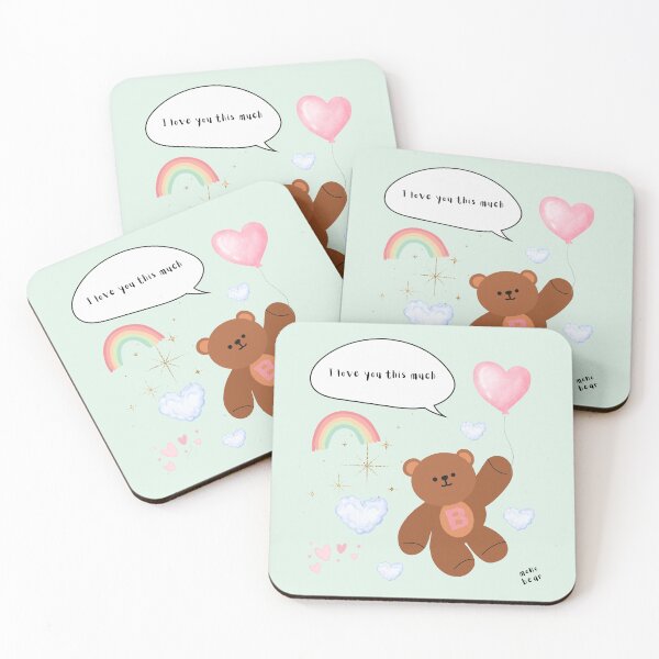 Item preview, I Love You This Much – mono bear messages (Mint background) designed and sold by mintmono-studio.