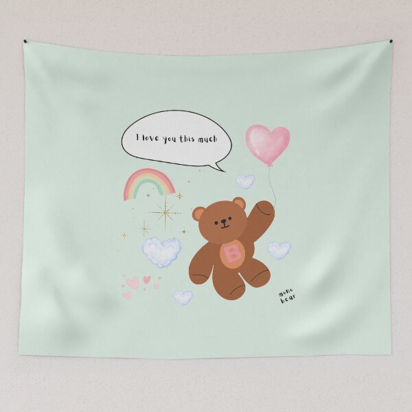 Item preview, I Love You This Much – mono bear messages (Mint background) designed and sold by mintmono-studio.