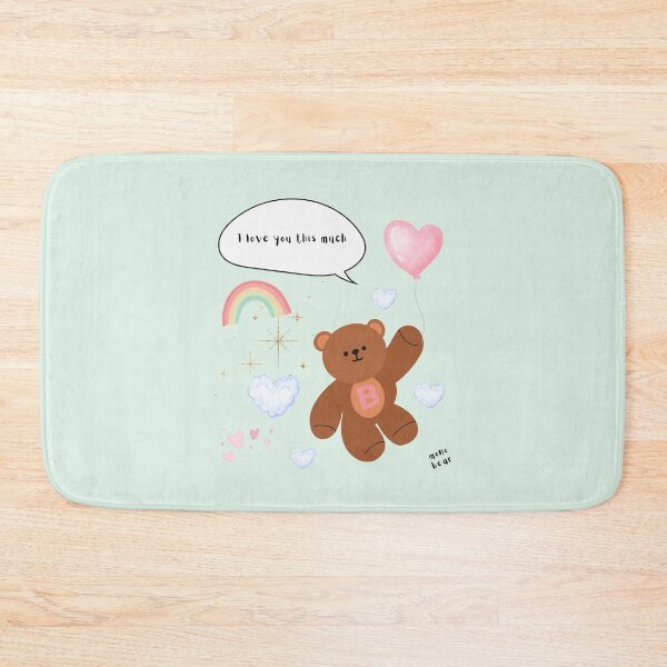 Item preview, I Love You This Much – mono bear messages (Mint background) designed and sold by mintmono-studio.