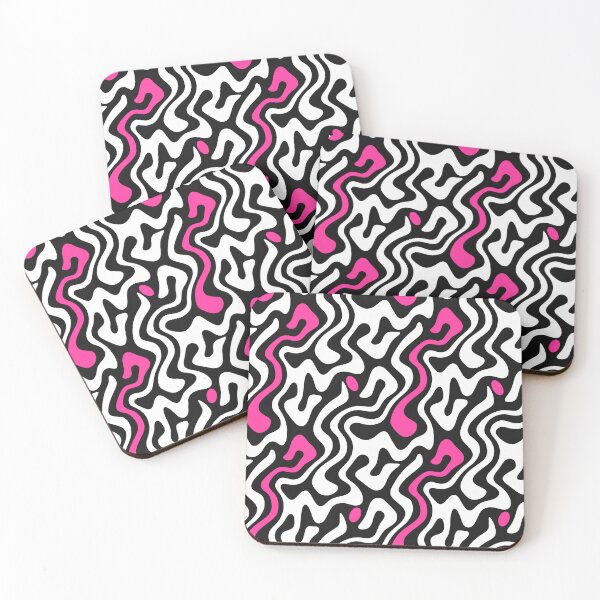 Item preview, Fashionable abstract black and white with pink pattern designed and sold by fuzzyfox.